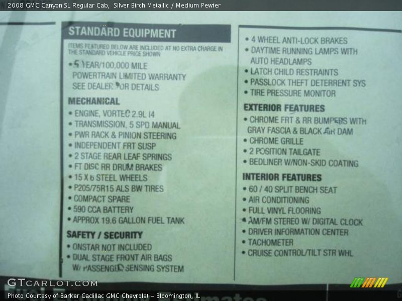 Silver Birch Metallic / Medium Pewter 2008 GMC Canyon SL Regular Cab