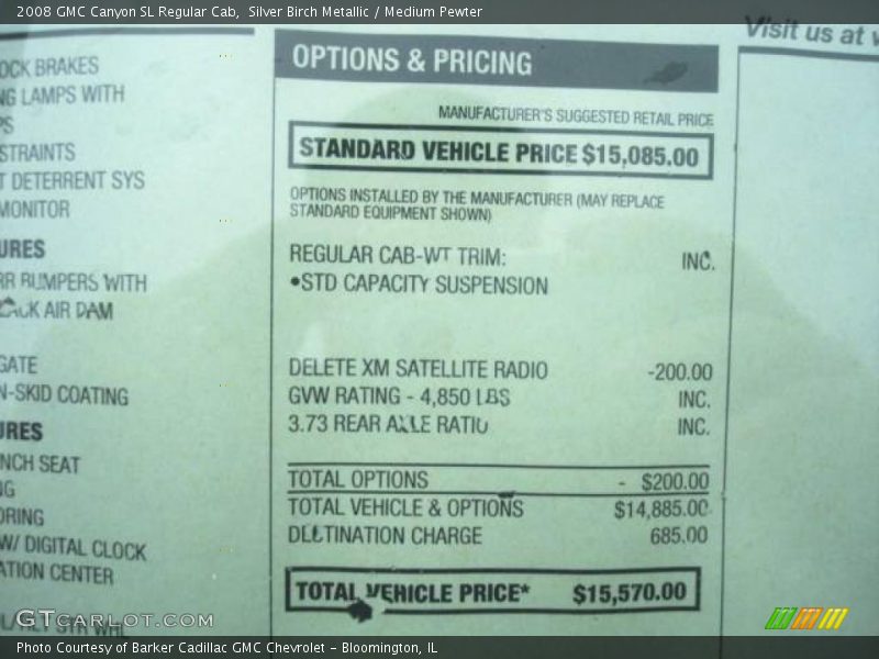 Silver Birch Metallic / Medium Pewter 2008 GMC Canyon SL Regular Cab