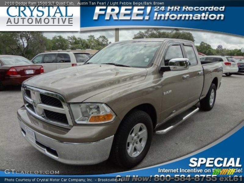 Austin Tan Pearl / Light Pebble Beige/Bark Brown 2010 Dodge Ram 1500 SLT Quad Cab