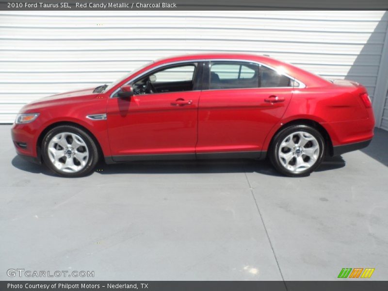 Red Candy Metallic / Charcoal Black 2010 Ford Taurus SEL