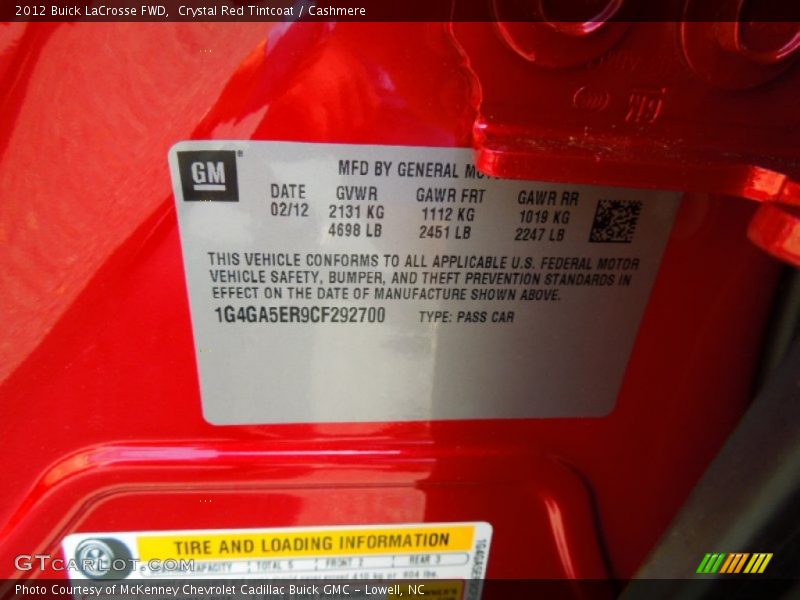 Crystal Red Tintcoat / Cashmere 2012 Buick LaCrosse FWD