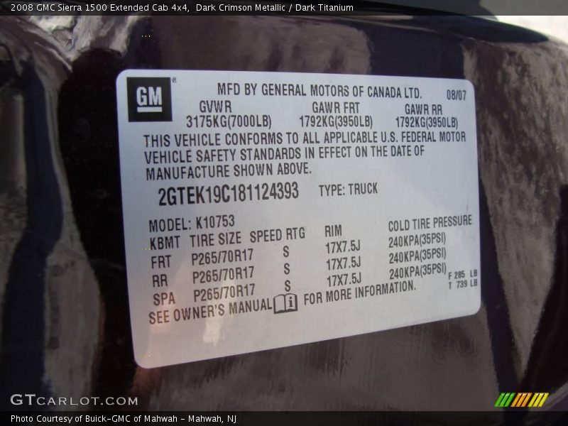 Dark Crimson Metallic / Dark Titanium 2008 GMC Sierra 1500 Extended Cab 4x4