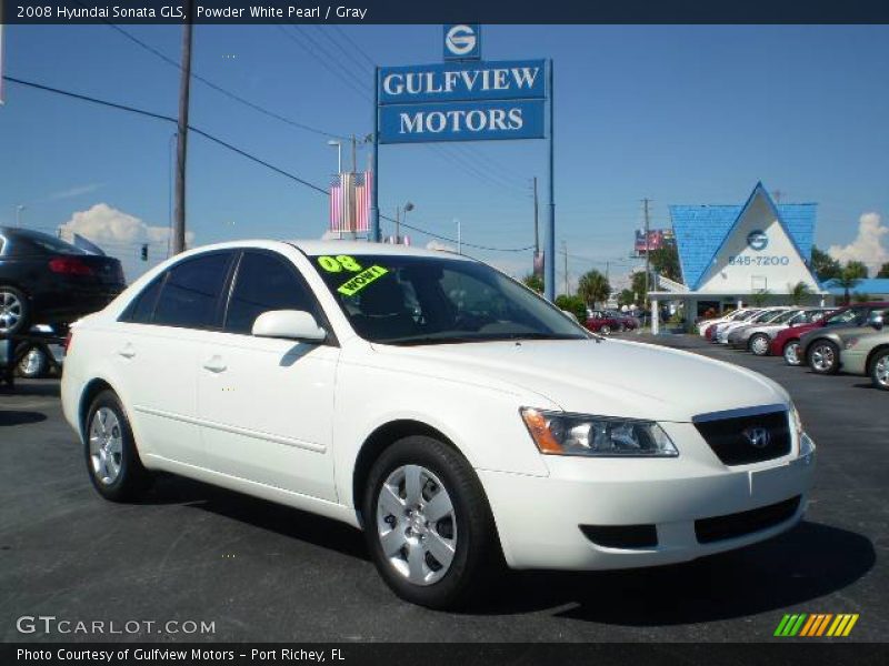 Powder White Pearl / Gray 2008 Hyundai Sonata GLS