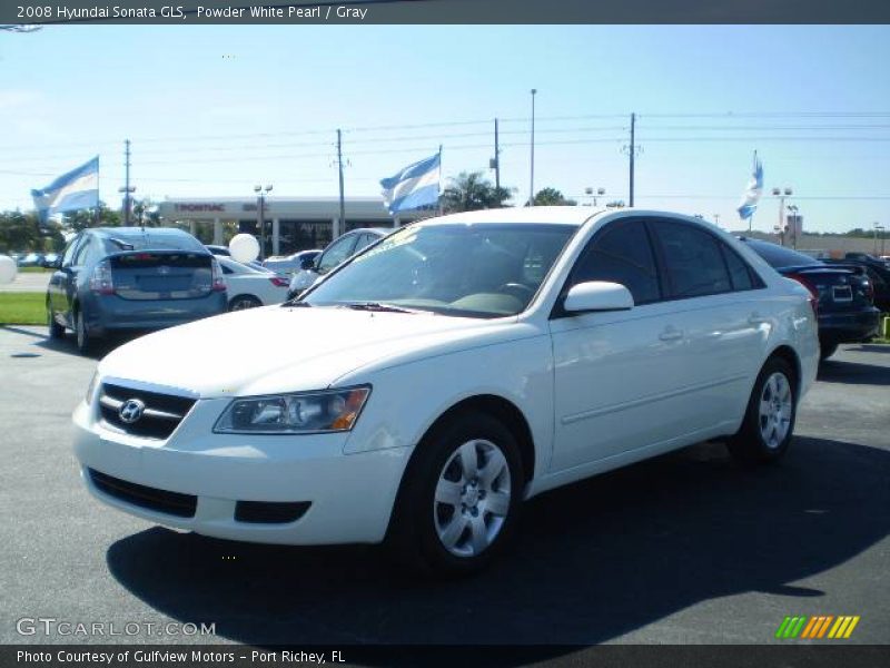 Powder White Pearl / Gray 2008 Hyundai Sonata GLS