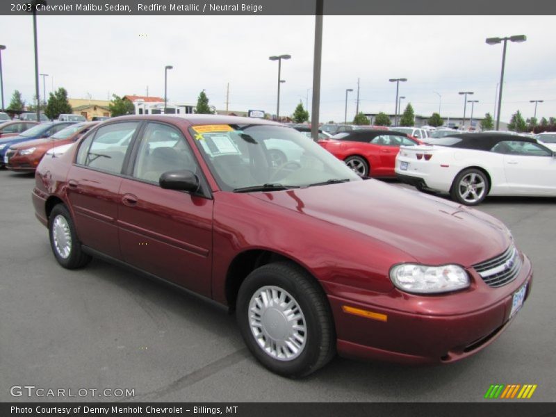 Redfire Metallic / Neutral Beige 2003 Chevrolet Malibu Sedan