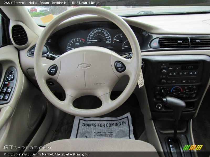 Redfire Metallic / Neutral Beige 2003 Chevrolet Malibu Sedan