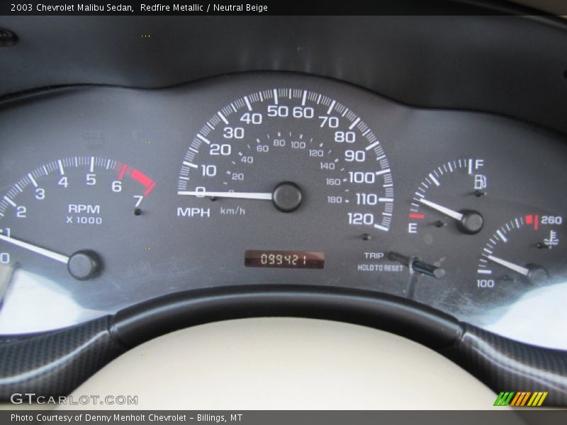 Redfire Metallic / Neutral Beige 2003 Chevrolet Malibu Sedan