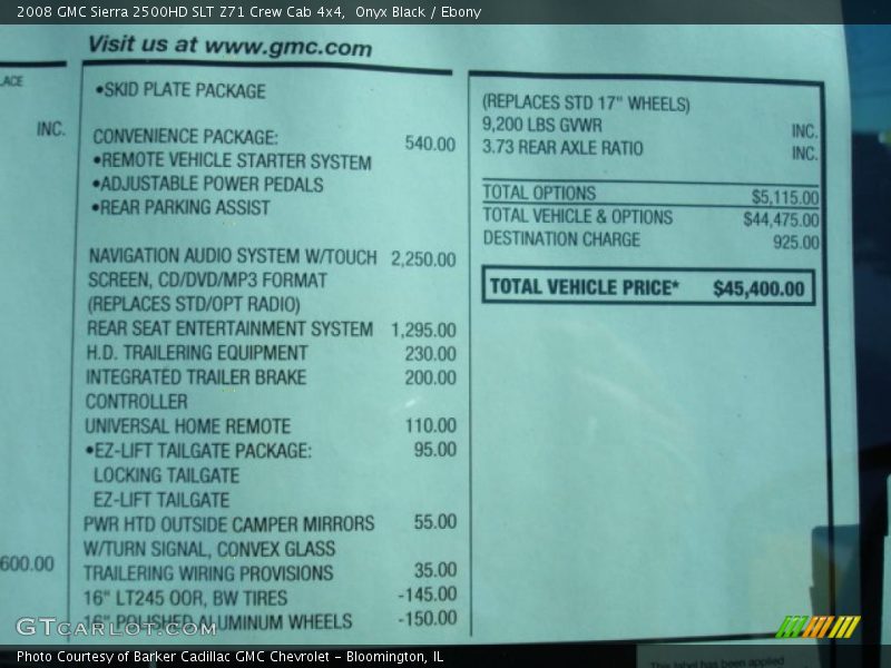 Onyx Black / Ebony 2008 GMC Sierra 2500HD SLT Z71 Crew Cab 4x4