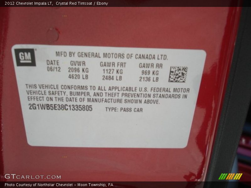 Crystal Red Tintcoat / Ebony 2012 Chevrolet Impala LT