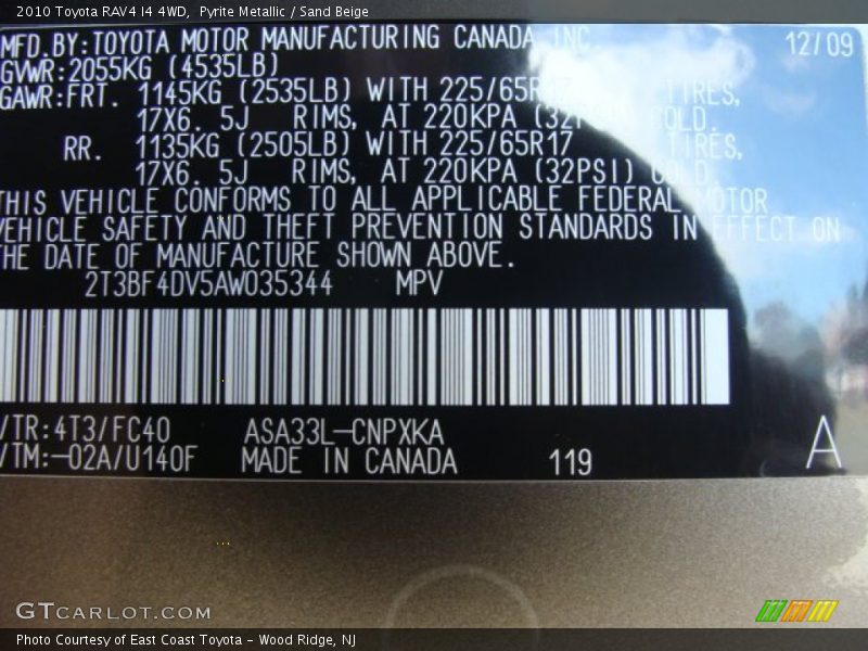 Pyrite Metallic / Sand Beige 2010 Toyota RAV4 I4 4WD