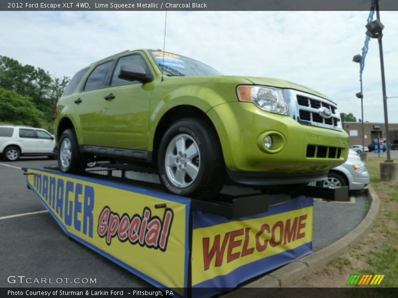 Lime Squeeze Metallic / Charcoal Black 2012 Ford Escape XLT 4WD