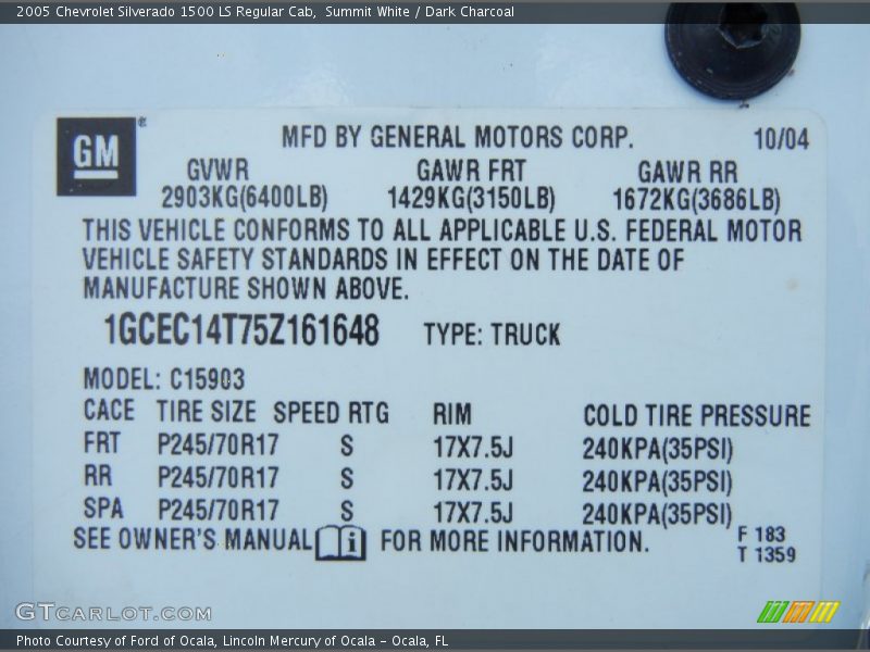 Summit White / Dark Charcoal 2005 Chevrolet Silverado 1500 LS Regular Cab