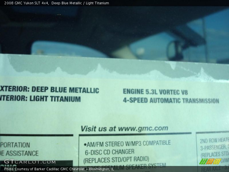 Deep Blue Metallic / Light Titanium 2008 GMC Yukon SLT 4x4