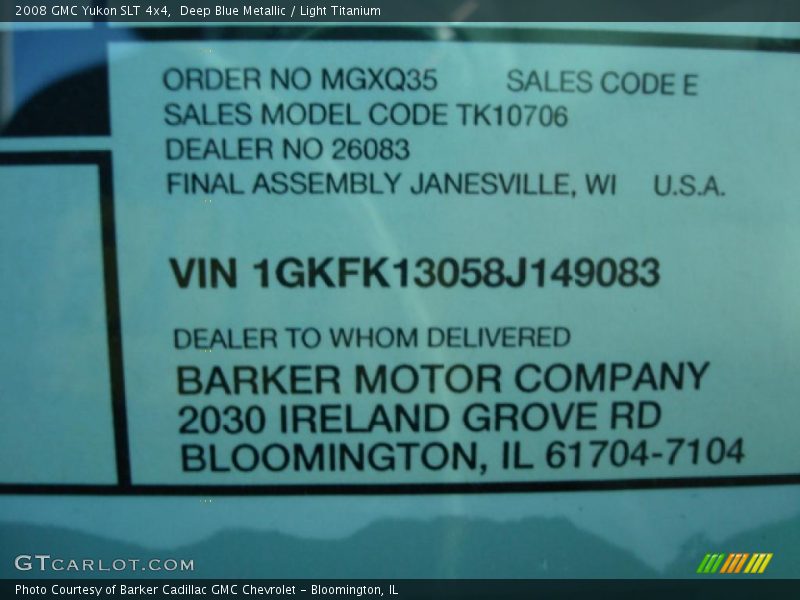Deep Blue Metallic / Light Titanium 2008 GMC Yukon SLT 4x4