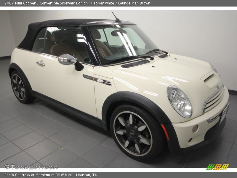 Pepper White / Lounge Malt Brown 2007 Mini Cooper S Convertible Sidewalk Edition