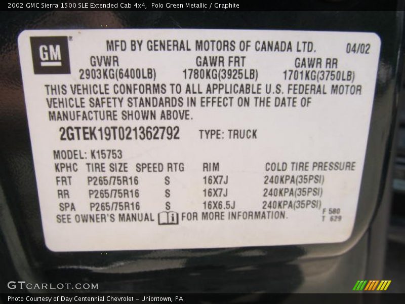 Polo Green Metallic / Graphite 2002 GMC Sierra 1500 SLE Extended Cab 4x4