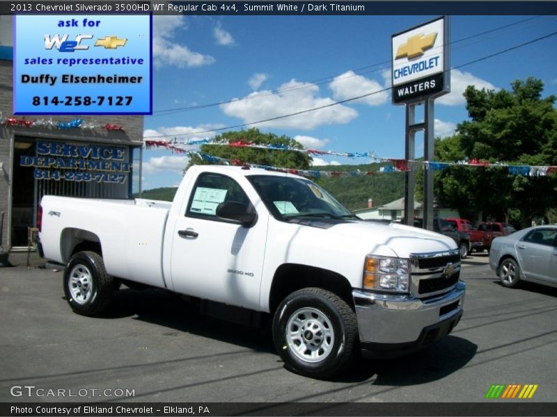 Summit White / Dark Titanium 2013 Chevrolet Silverado 3500HD WT Regular Cab 4x4