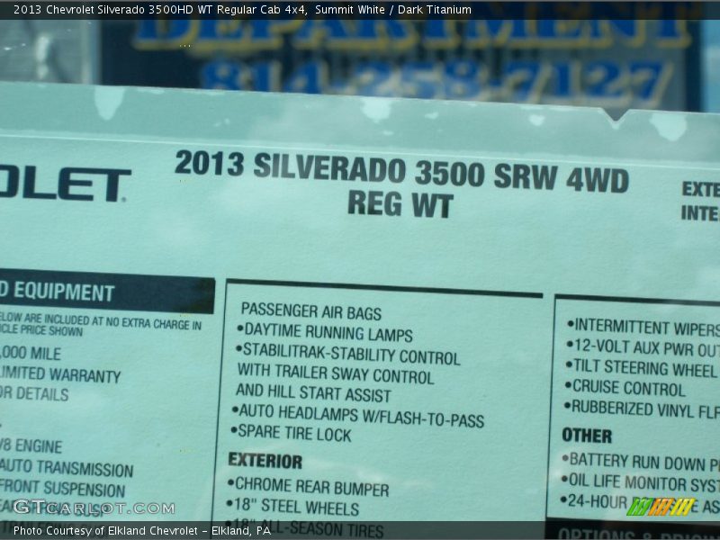 Summit White / Dark Titanium 2013 Chevrolet Silverado 3500HD WT Regular Cab 4x4