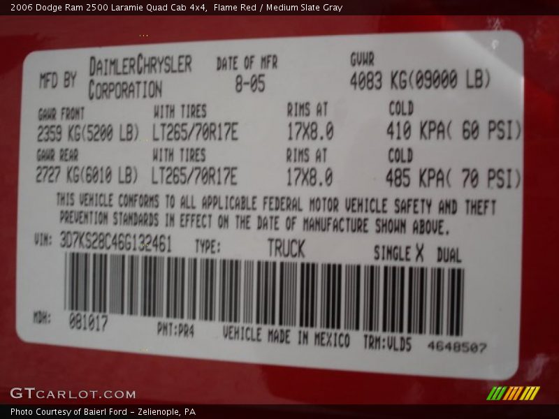 Flame Red / Medium Slate Gray 2006 Dodge Ram 2500 Laramie Quad Cab 4x4