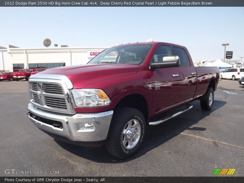 Deep Cherry Red Crystal Pearl / Light Pebble Beige/Bark Brown 2012 Dodge Ram 3500 HD Big Horn Crew Cab 4x4