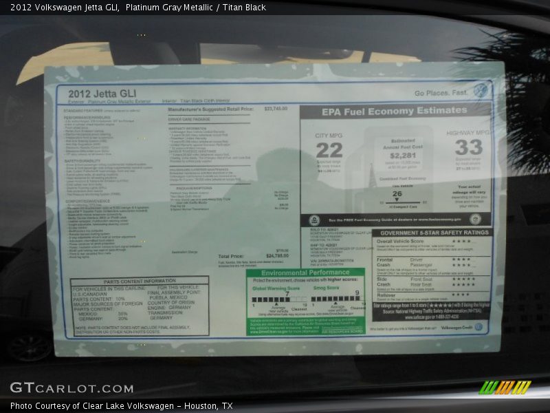  2012 Jetta GLI Window Sticker