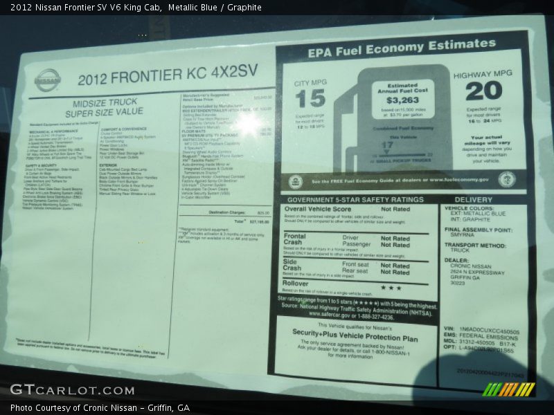 Metallic Blue / Graphite 2012 Nissan Frontier SV V6 King Cab