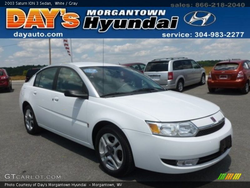 White / Gray 2003 Saturn ION 3 Sedan