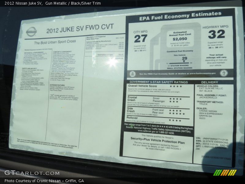 Gun Metallic / Black/Silver Trim 2012 Nissan Juke SV