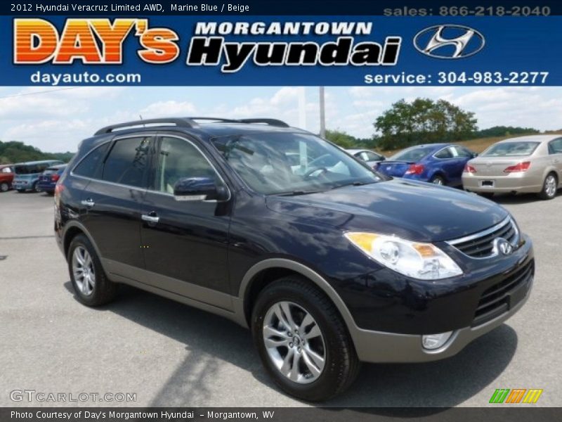Marine Blue / Beige 2012 Hyundai Veracruz Limited AWD