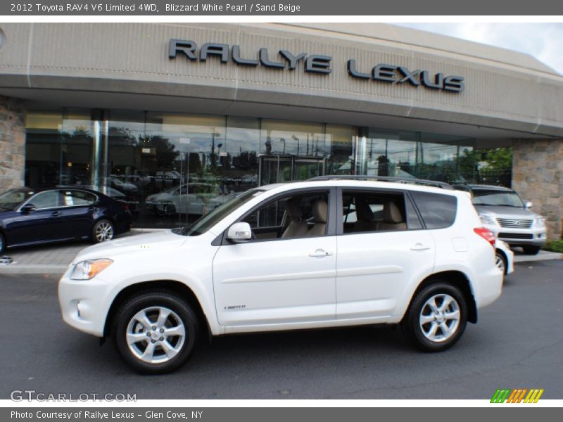 Blizzard White Pearl / Sand Beige 2012 Toyota RAV4 V6 Limited 4WD