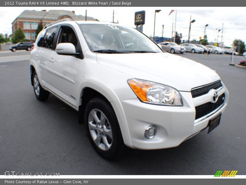 Blizzard White Pearl / Sand Beige 2012 Toyota RAV4 V6 Limited 4WD