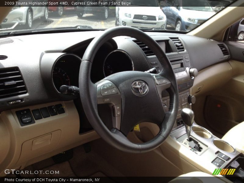 Cypress Green Pearl / Sand Beige 2009 Toyota Highlander Sport 4WD
