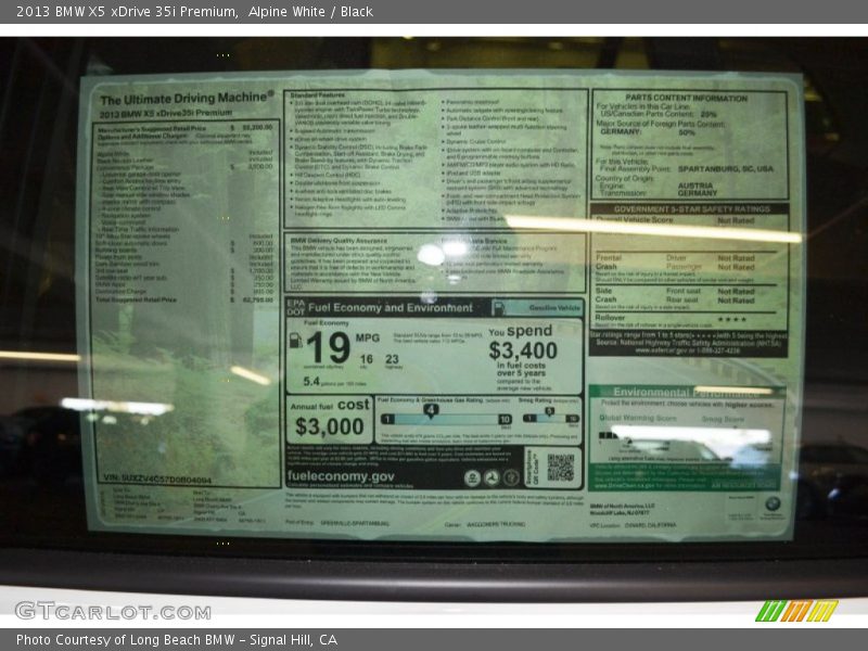 Alpine White / Black 2013 BMW X5 xDrive 35i Premium