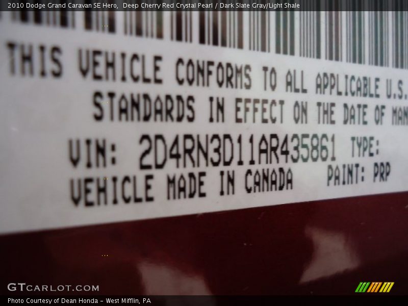 Deep Cherry Red Crystal Pearl / Dark Slate Gray/Light Shale 2010 Dodge Grand Caravan SE Hero