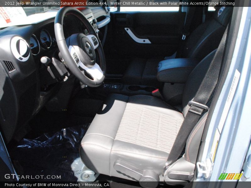 Winter Chill Metallic / Black with Polar White Accents/Orange Stitching 2012 Jeep Wrangler Unlimited Sahara Arctic Edition 4x4