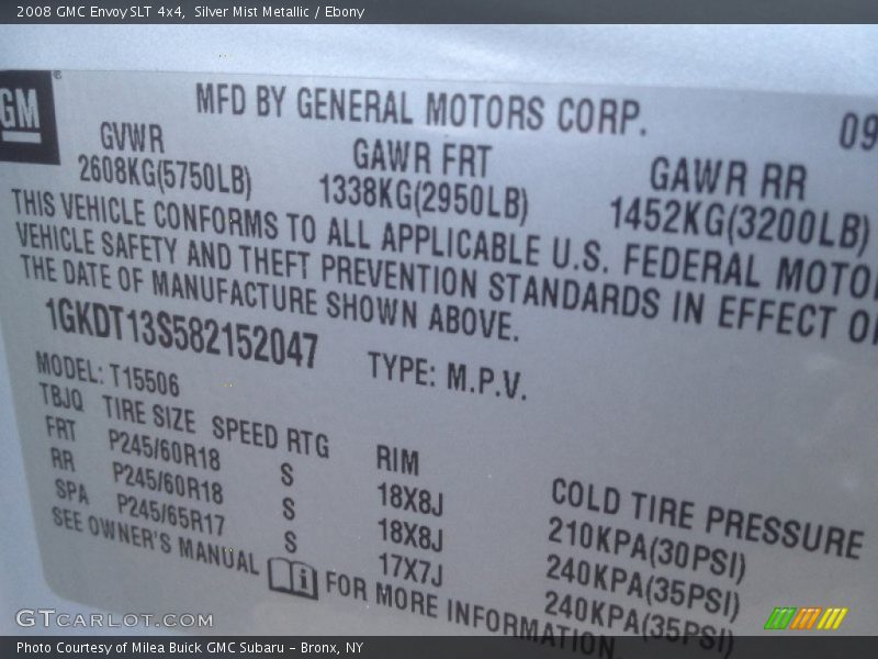 Silver Mist Metallic / Ebony 2008 GMC Envoy SLT 4x4