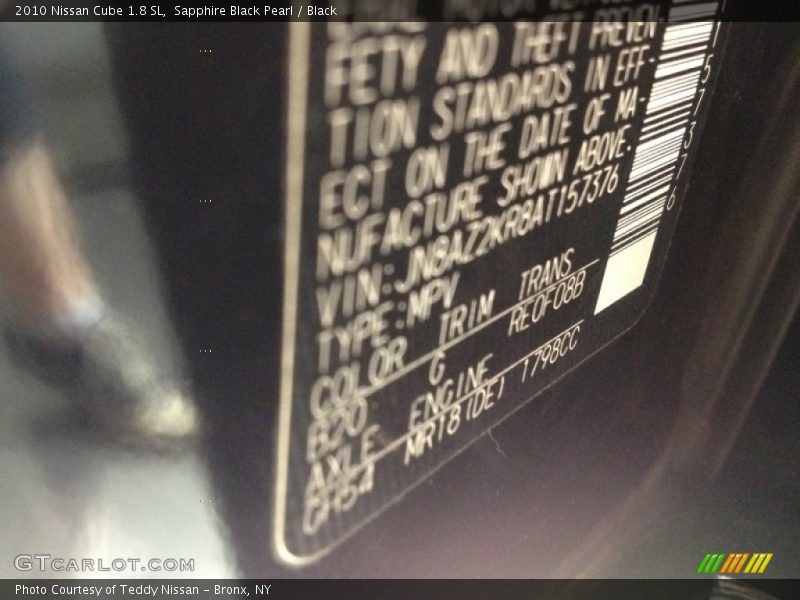 Sapphire Black Pearl / Black 2010 Nissan Cube 1.8 SL