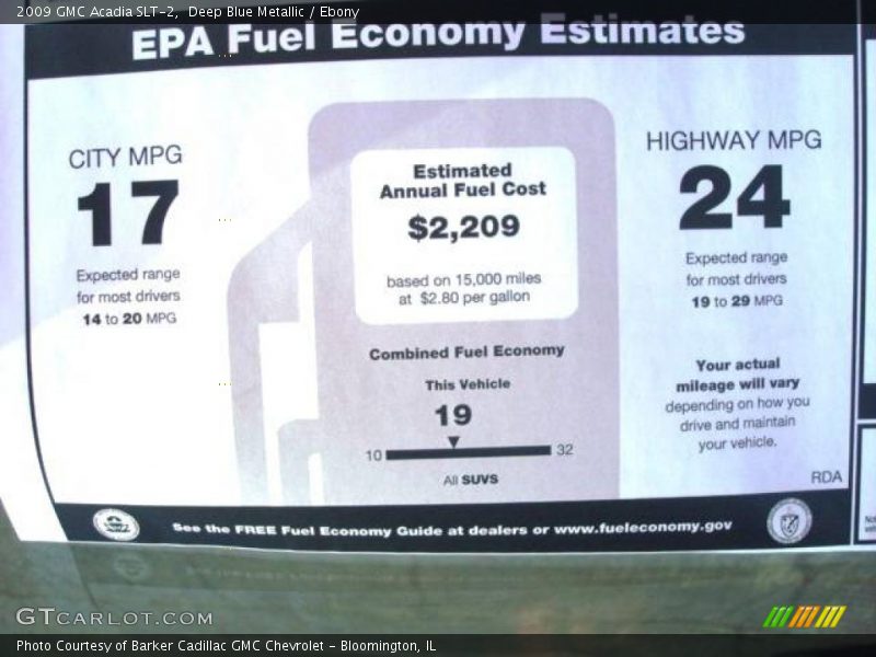 Deep Blue Metallic / Ebony 2009 GMC Acadia SLT-2