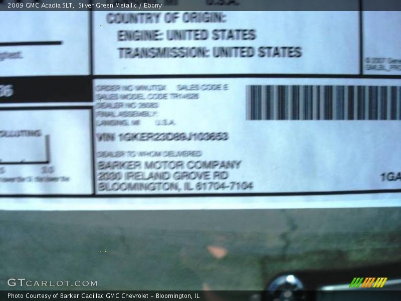 Silver Green Metallic / Ebony 2009 GMC Acadia SLT
