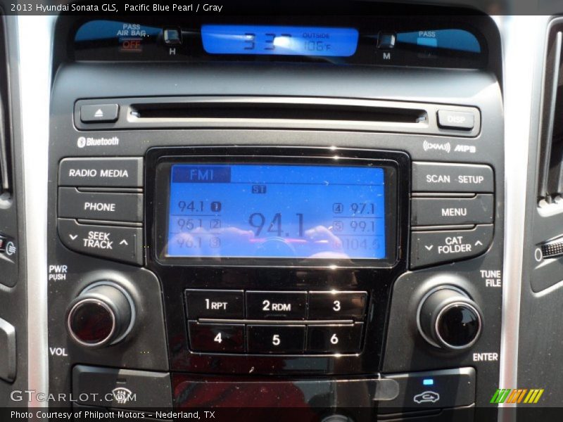 Pacific Blue Pearl / Gray 2013 Hyundai Sonata GLS
