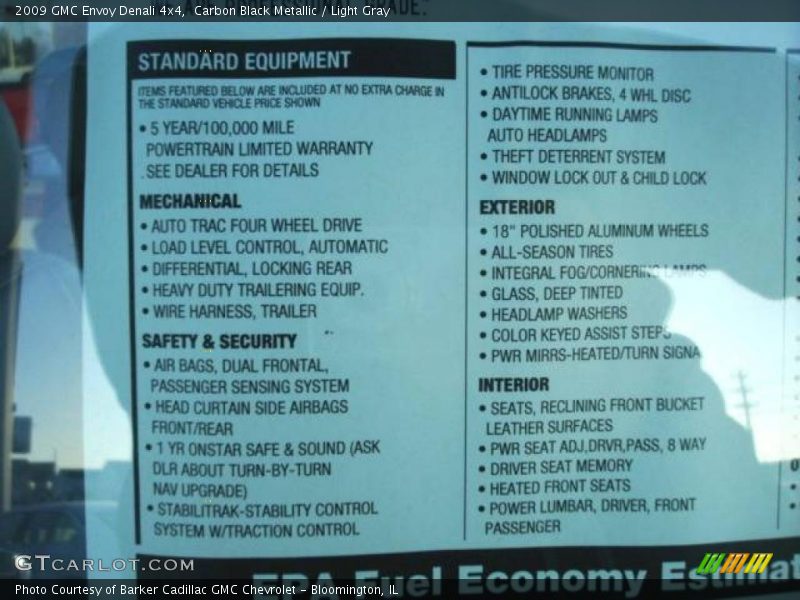 Carbon Black Metallic / Light Gray 2009 GMC Envoy Denali 4x4