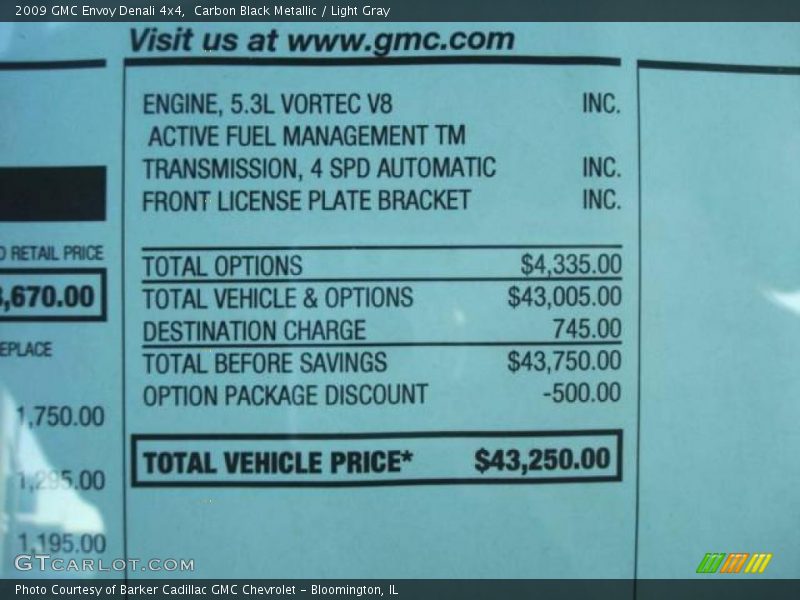 Carbon Black Metallic / Light Gray 2009 GMC Envoy Denali 4x4