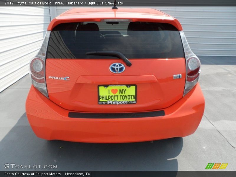 Habanero / Light Blue Gray/Black 2012 Toyota Prius c Hybrid Three