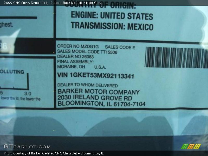 Carbon Black Metallic / Light Gray 2009 GMC Envoy Denali 4x4