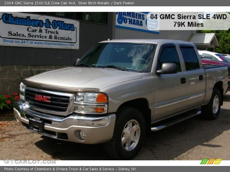 Silver Birch Metallic / Dark Pewter 2004 GMC Sierra 1500 SLE Crew Cab 4x4