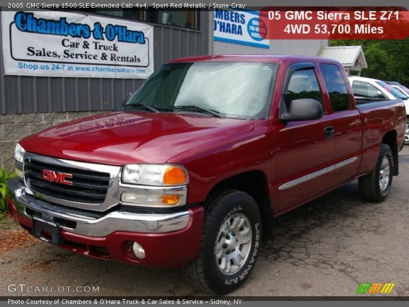 Sport Red Metallic / Stone Gray 2005 GMC Sierra 1500 SLE Extended Cab 4x4