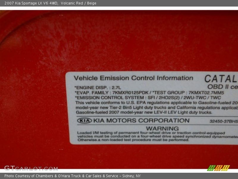 Volcanic Red / Beige 2007 Kia Sportage LX V6 4WD