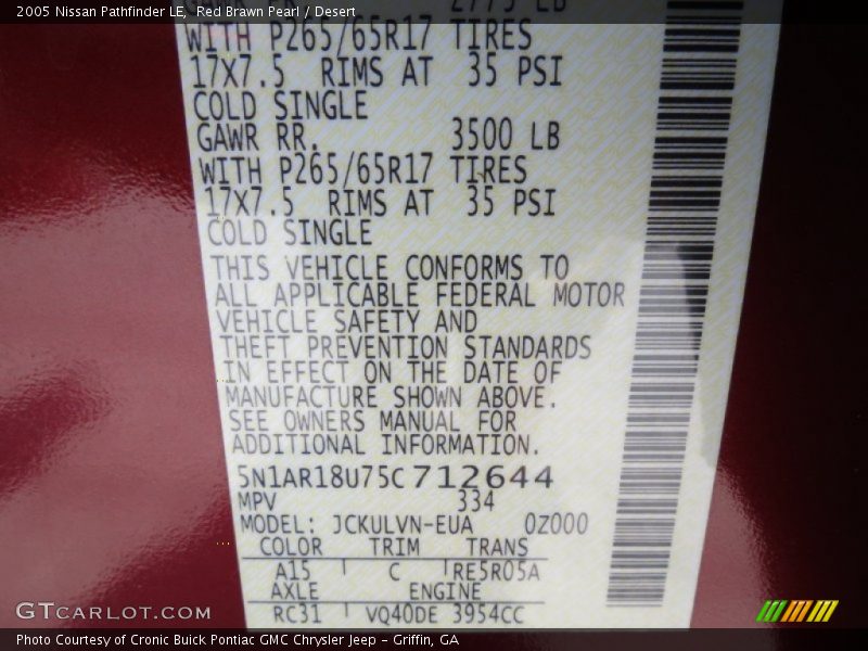 Red Brawn Pearl / Desert 2005 Nissan Pathfinder LE