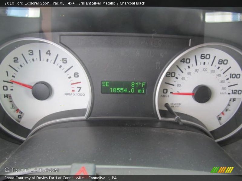 Brilliant Silver Metallic / Charcoal Black 2010 Ford Explorer Sport Trac XLT 4x4
