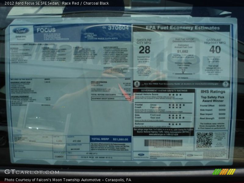 Race Red / Charcoal Black 2012 Ford Focus SE SFE Sedan